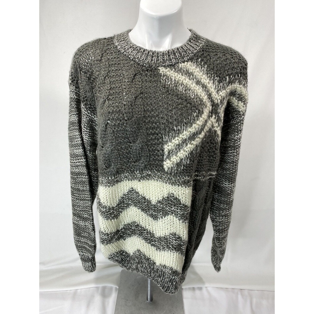 Vintage Koman Sweater Mens Medium Brown Chunky Knit Grandad Cottagecore
